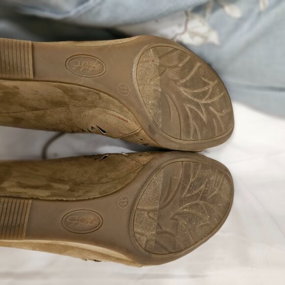 Tan Jaqueline Smith wedge sandals open toe - Picture 7 of 7